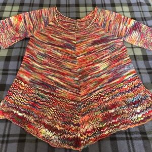 Boho Crochet Knit Multicolored Sweater M Mint!